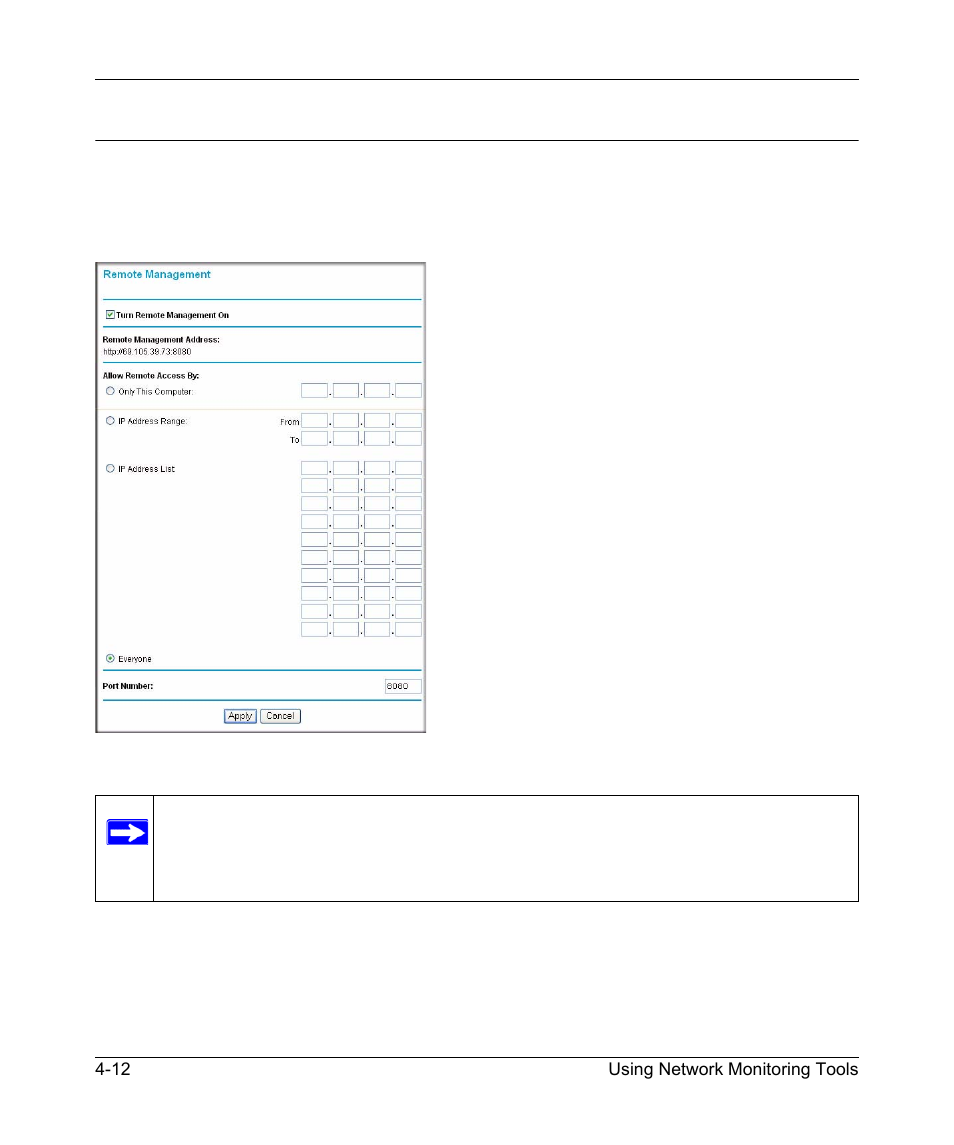 Enabling remote management access, Enabling remote management access -12 | NETGEAR DGND3300 User Manual | Page 68 / 118