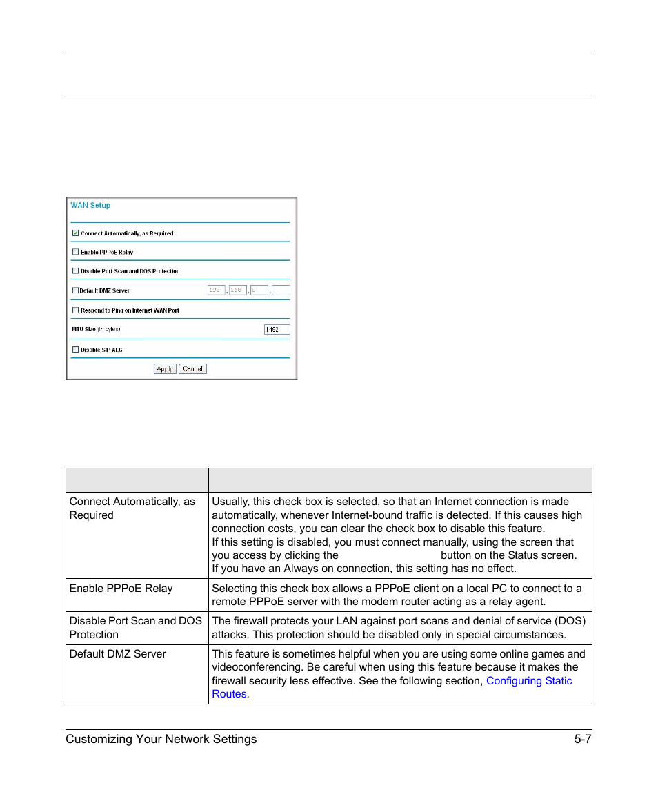 Configuring the wan setup options, Configuring the wan setup options -7 | NETGEAR DGND3300 User Manual | Page 77 / 118
