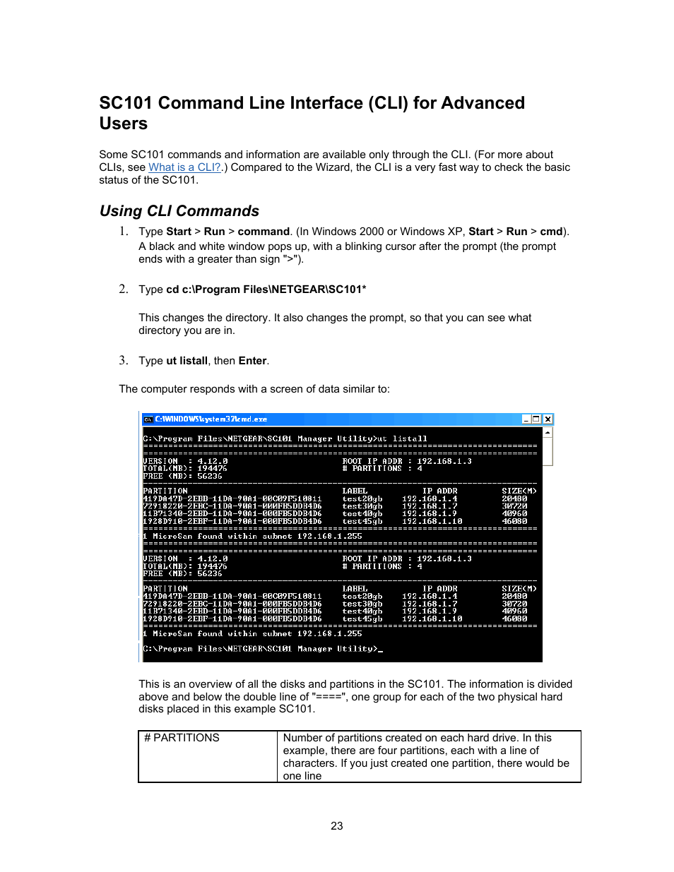 Using cli commands | NETGEAR SC101 User Manual | Page 23 / 29