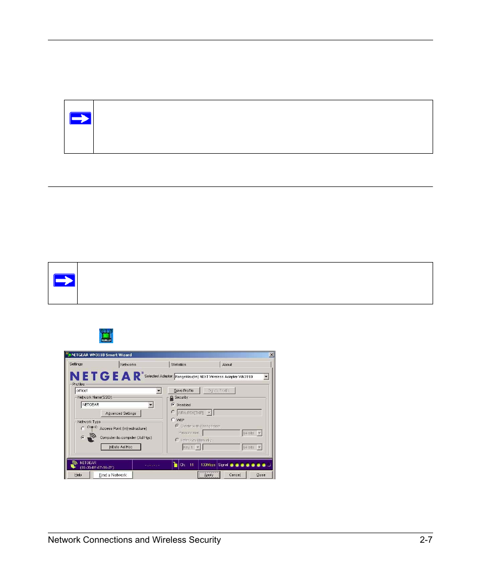 Setting up a computer-to-computer (ad hoc) profile | NETGEAR RangeMax Next Wireless PCI Adapter WN311B User Manual | Page 29 / 54