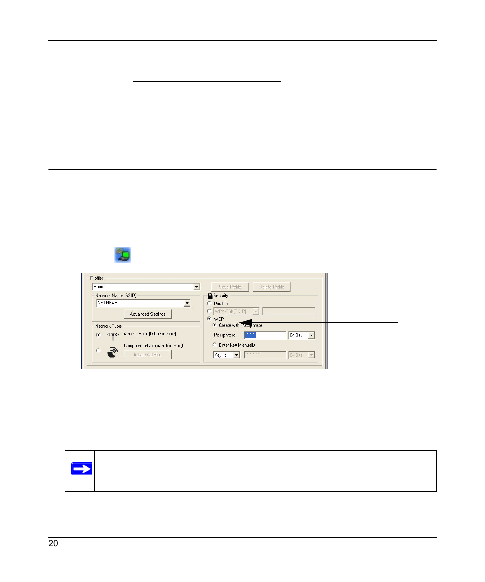 Setting up wep encryption security | NETGEAR RangeMax Next Wireless Notebook Adapter WN511B User Manual | Page 28 / 42