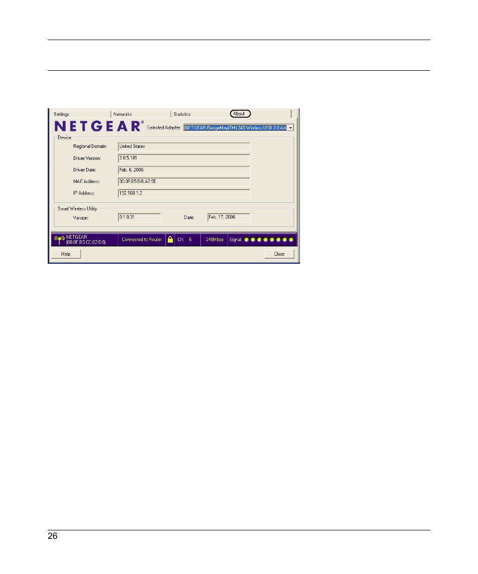 About page | NETGEAR RangeMax Next Wireless Notebook Adapter WN511B User Manual | Page 34 / 42