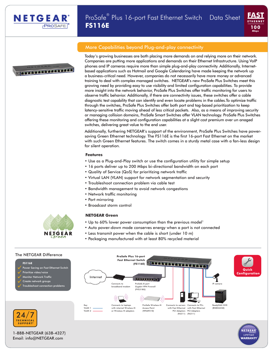 NETGEAR FS116E User Manual | 2 pages