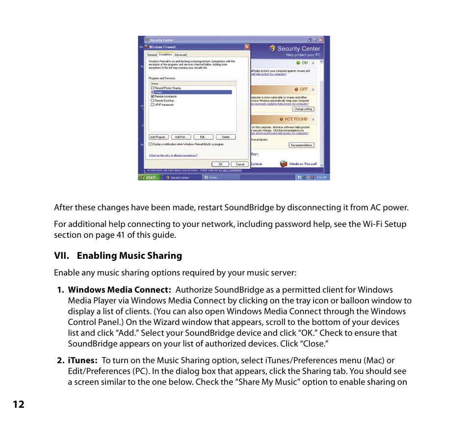 Vii. enabling music sharing | NETGEAR Music Player User Manual | Page 14 / 70