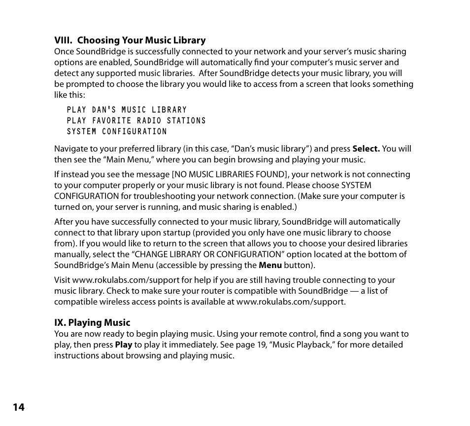 Viii. choosing your music library, Ix. playing music | NETGEAR Music Player User Manual | Page 16 / 70