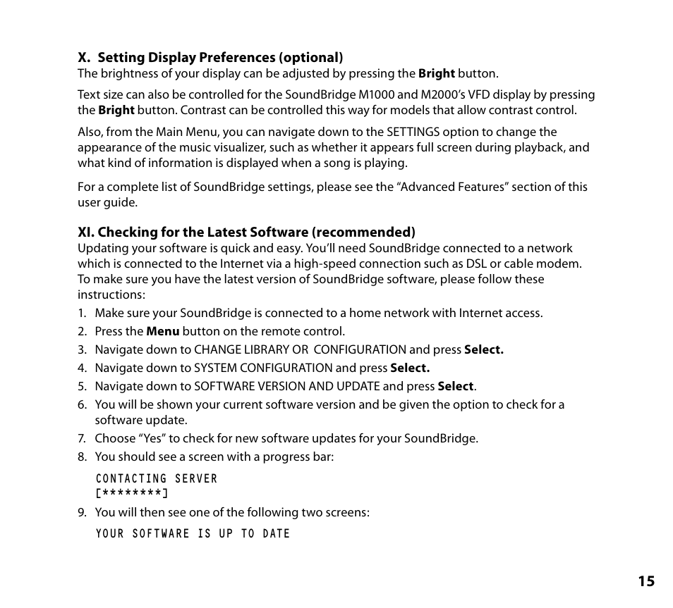 X. setting display preferences (optional), Xi. checking for the latest software (recommended), Recommended) | NETGEAR Music Player User Manual | Page 17 / 70