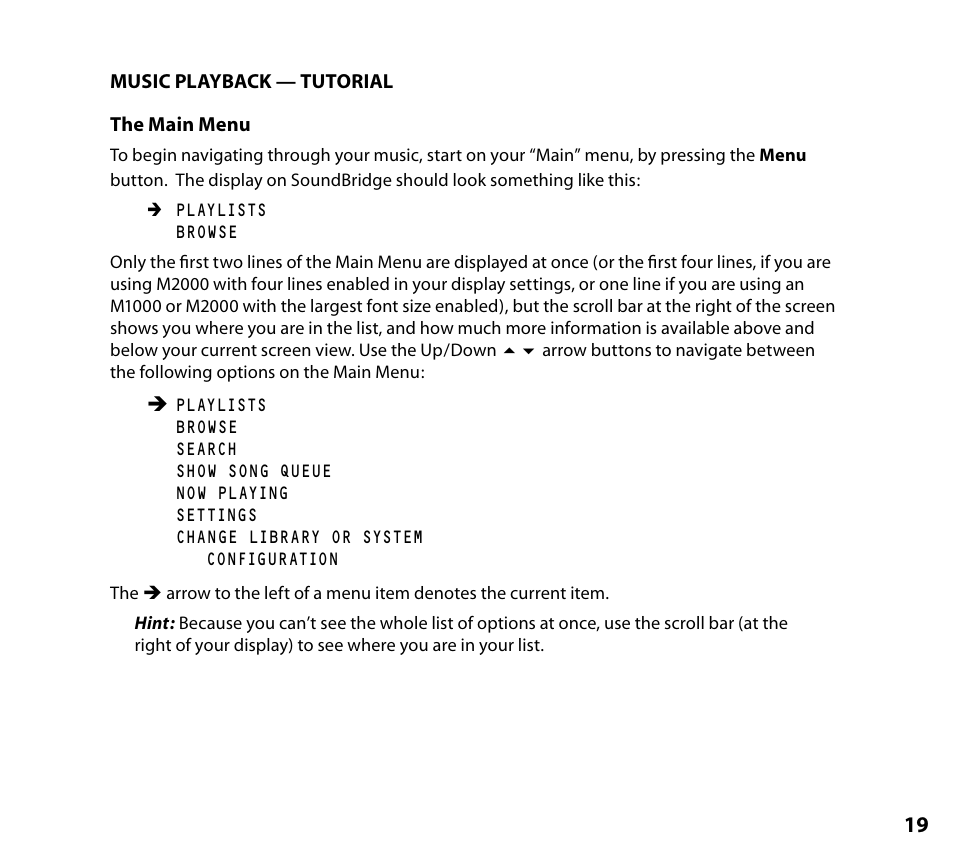 Music playback — tutorial, The main menu, Music playback — tutorial the main menu | NETGEAR Music Player User Manual | Page 21 / 70