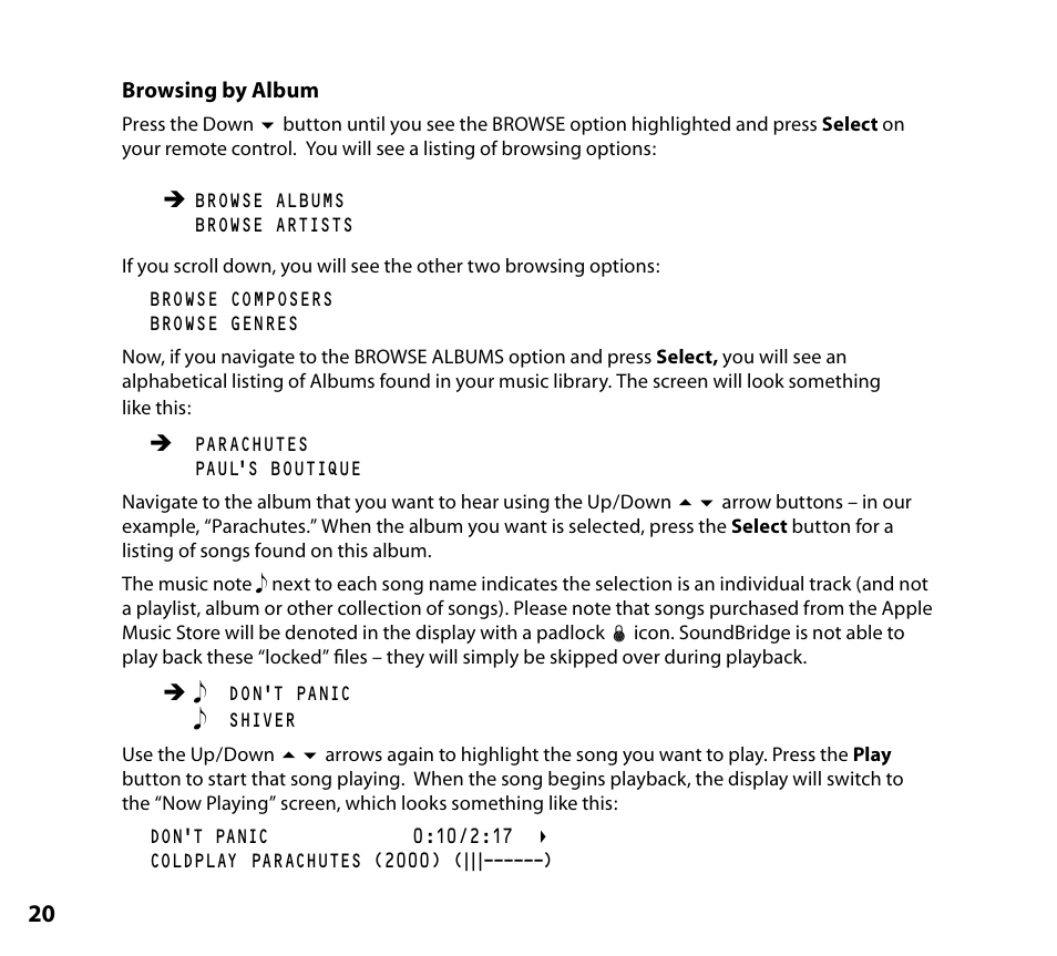 Browsing by album | NETGEAR Music Player User Manual | Page 22 / 70