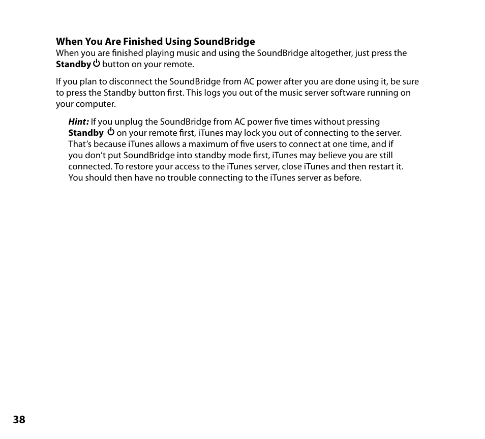 When you are finished using soundbridge | NETGEAR Music Player User Manual | Page 40 / 70