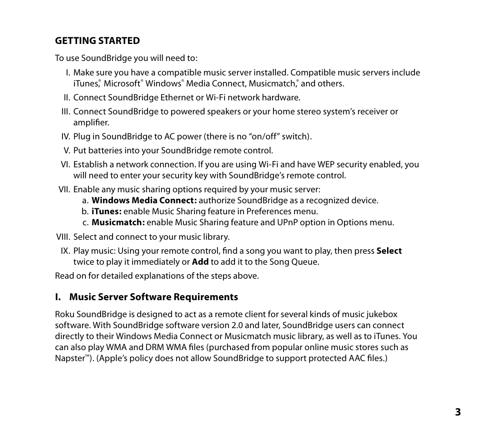 Getting started, I. music server software requirements | NETGEAR Music Player User Manual | Page 5 / 70