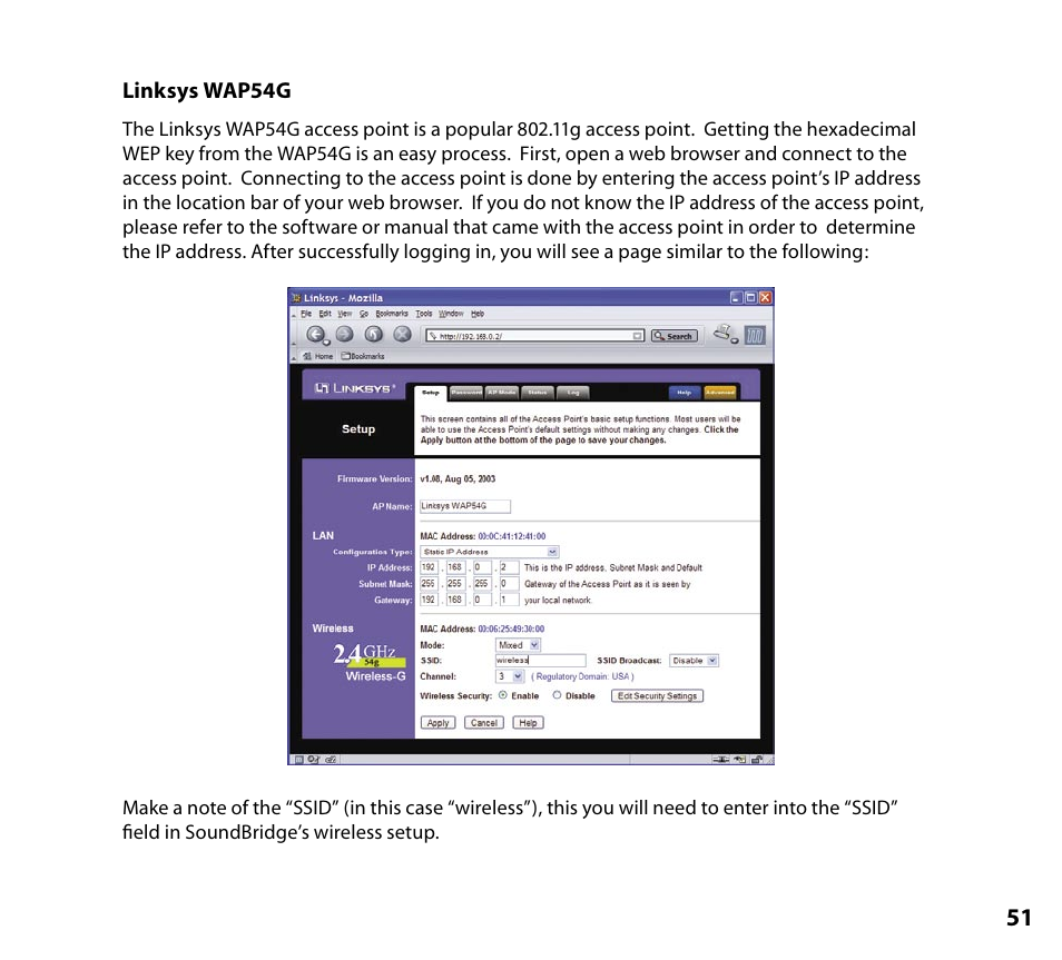 Linksys wap54g | NETGEAR Music Player User Manual | Page 53 / 70