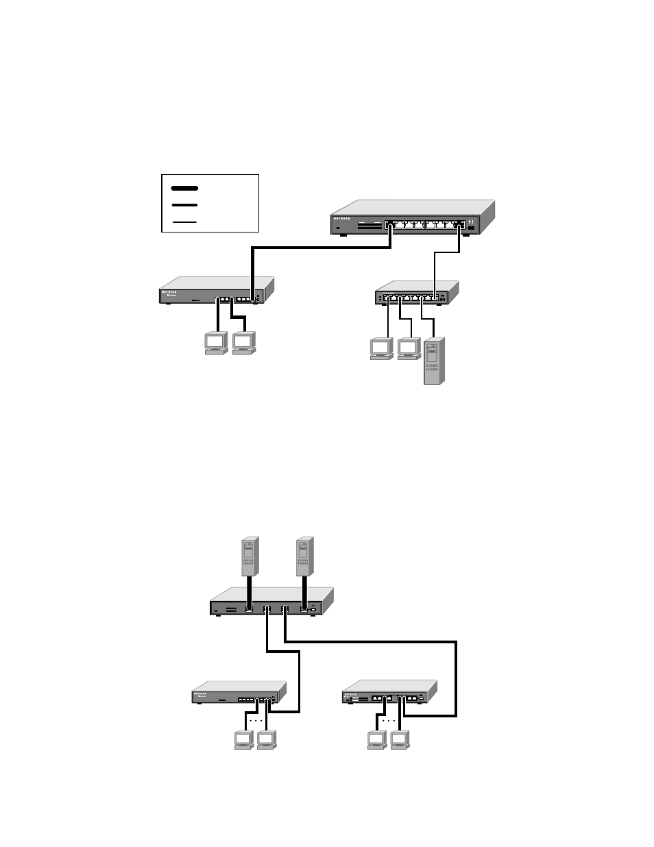 Bridging from 10base-t to 100base-tx networks, High-bandwidth file servers, 10 base-t hub link rx | 8967fa | NETGEAR FS102 User Manual | Page 9 / 17