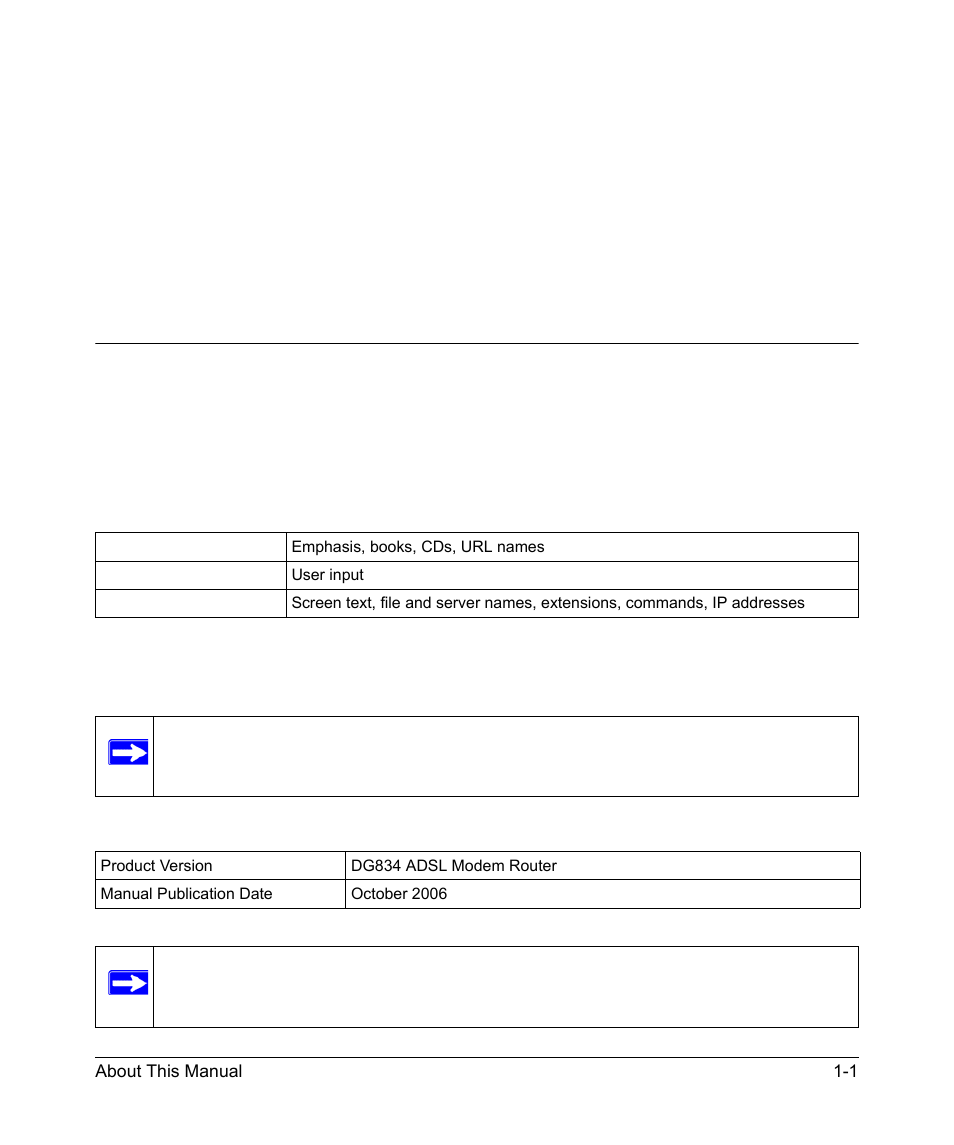 Chapter 1 about this manual, Audience, scope, conventions, and formats, Audience, scope, conventions, and formats -1 | NETGEAR ADSL Modem Router DG834 v3 User Manual | Page 11 / 168