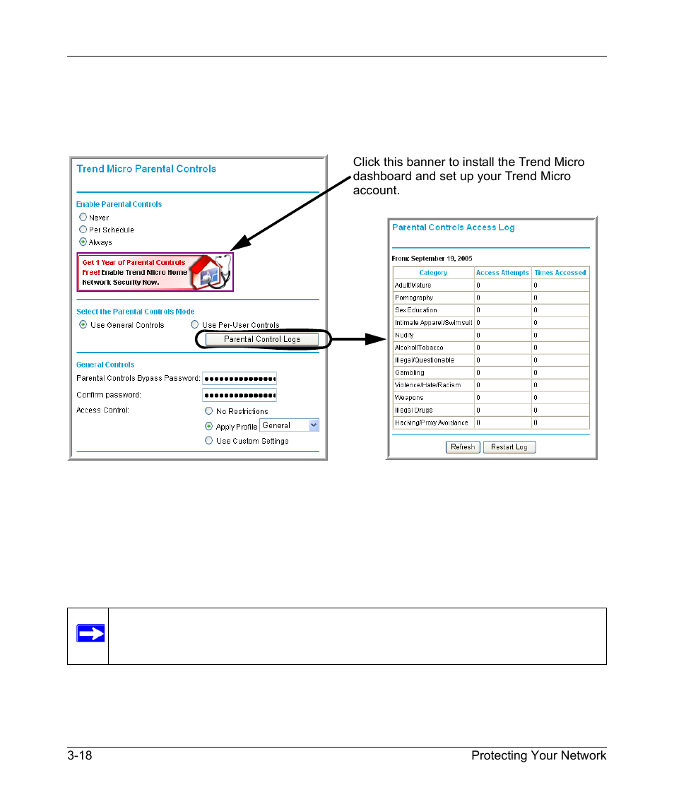Parental controls settings, Parental controls settings -18 | NETGEAR ADSL Modem Router DG834 v3 User Manual | Page 40 / 168