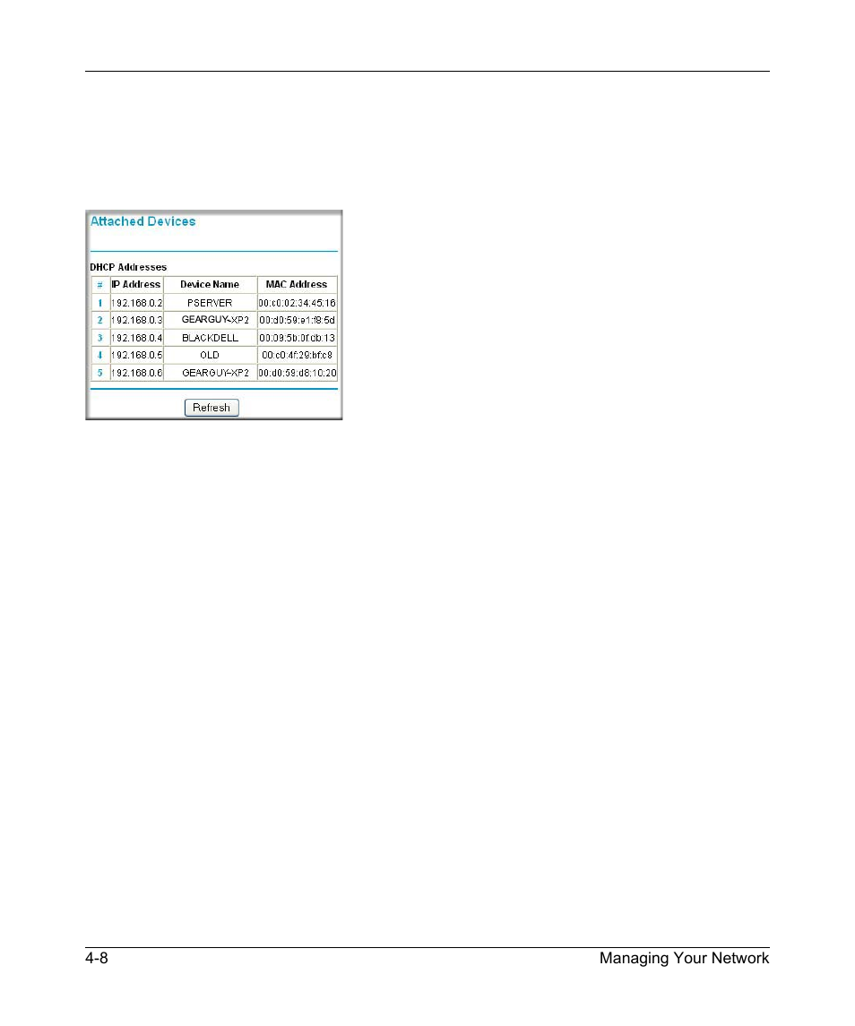 Viewing attached devices, Viewing, selecting, and saving logged information | NETGEAR ADSL Modem Router DG834 v3 User Manual | Page 52 / 168