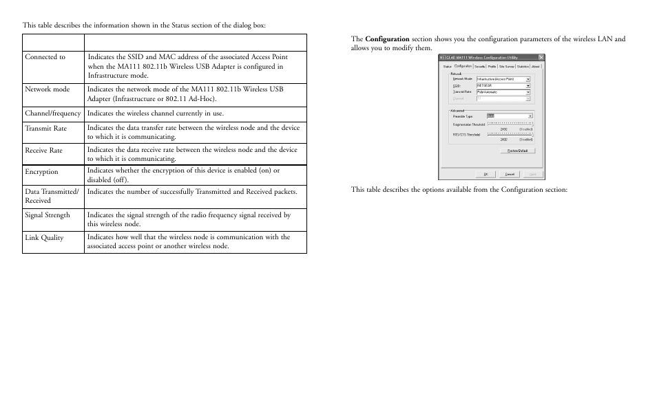 Status description | NETGEAR 2.4 GHz MA111 User Manual | Page 7 / 15