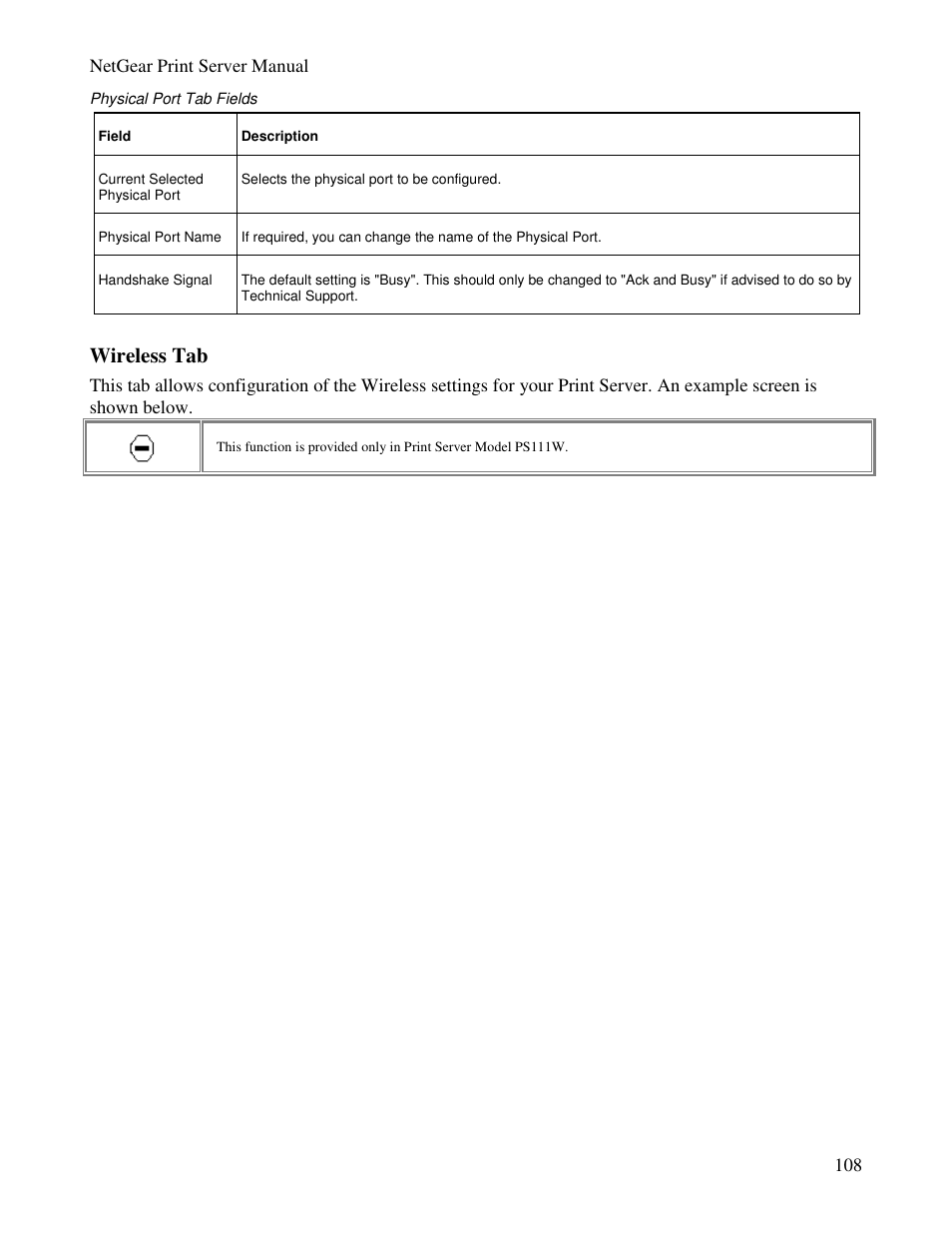 Wireless tab | NETGEAR PS100 User Manual | Page 117 / 142