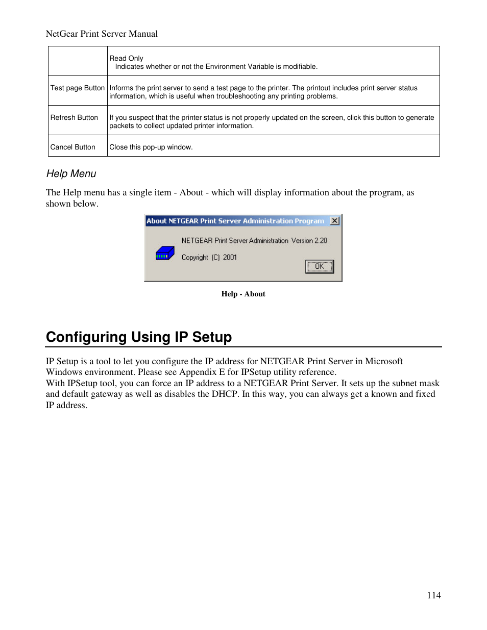 Configuring using ip setup | NETGEAR PS100 User Manual | Page 123 / 142