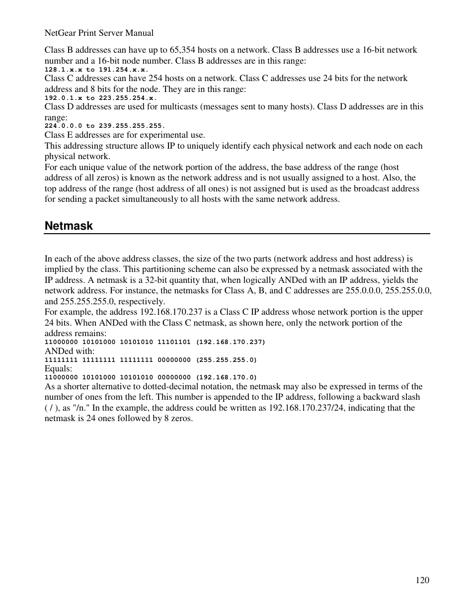 Netmask | NETGEAR PS100 User Manual | Page 129 / 142