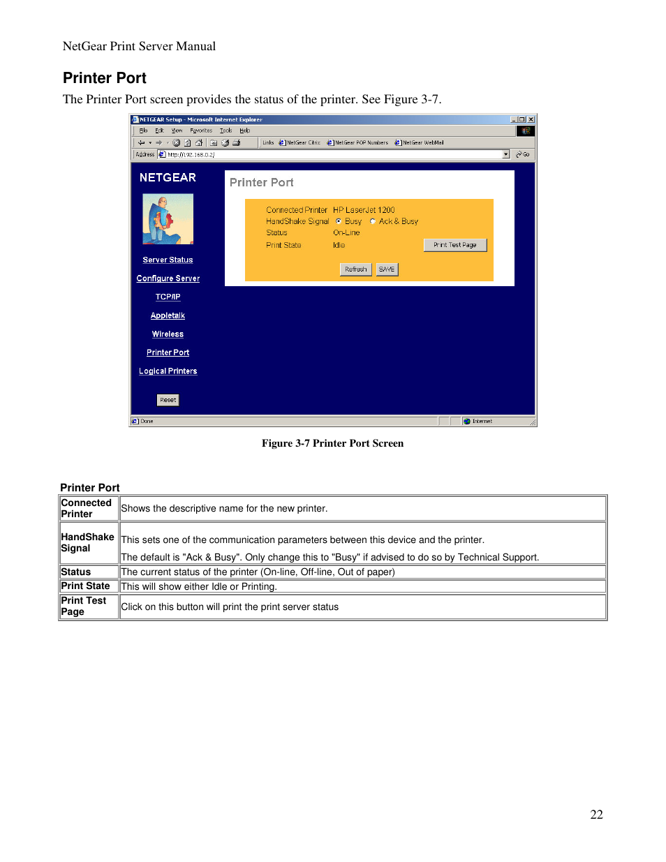 Printer port | NETGEAR PS100 User Manual | Page 31 / 142