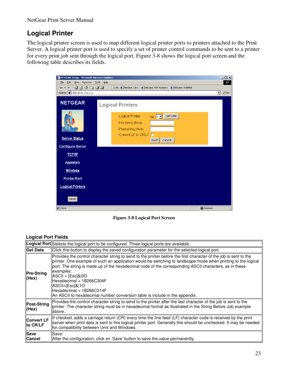Logical printer | NETGEAR PS100 User Manual | Page 32 / 142