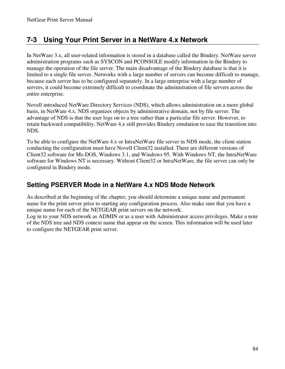 3 using your print server in a netware 4.x network | NETGEAR PS100 User Manual | Page 93 / 142