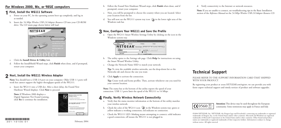 Technical support | NETGEAR 54 Mbps Wireless USB 2.0 Adapter WG111 User Manual | Page 2 / 2