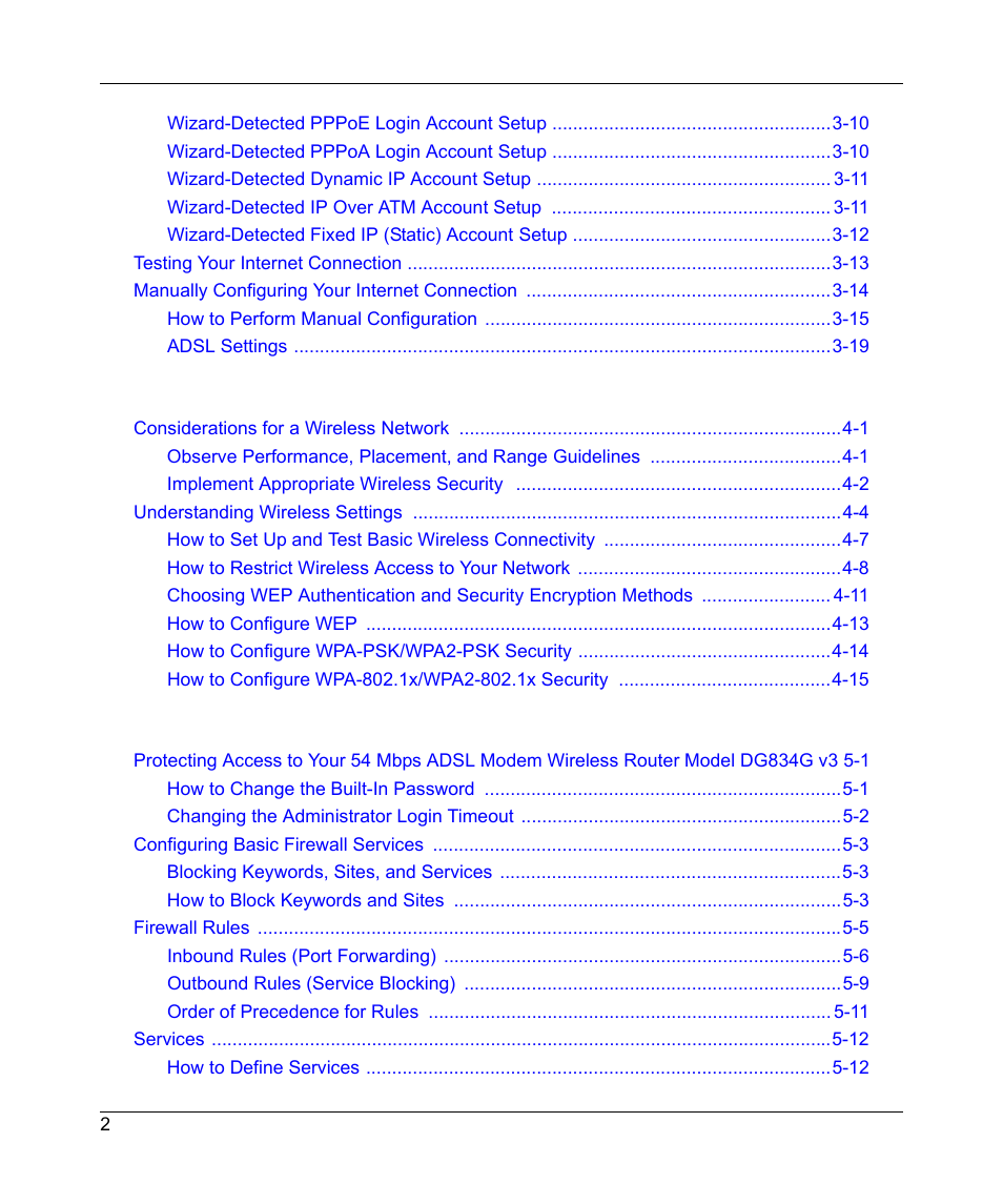 NETGEAR ADSL MODEM WIRELESS DG834G User Manual | Page 8 / 204