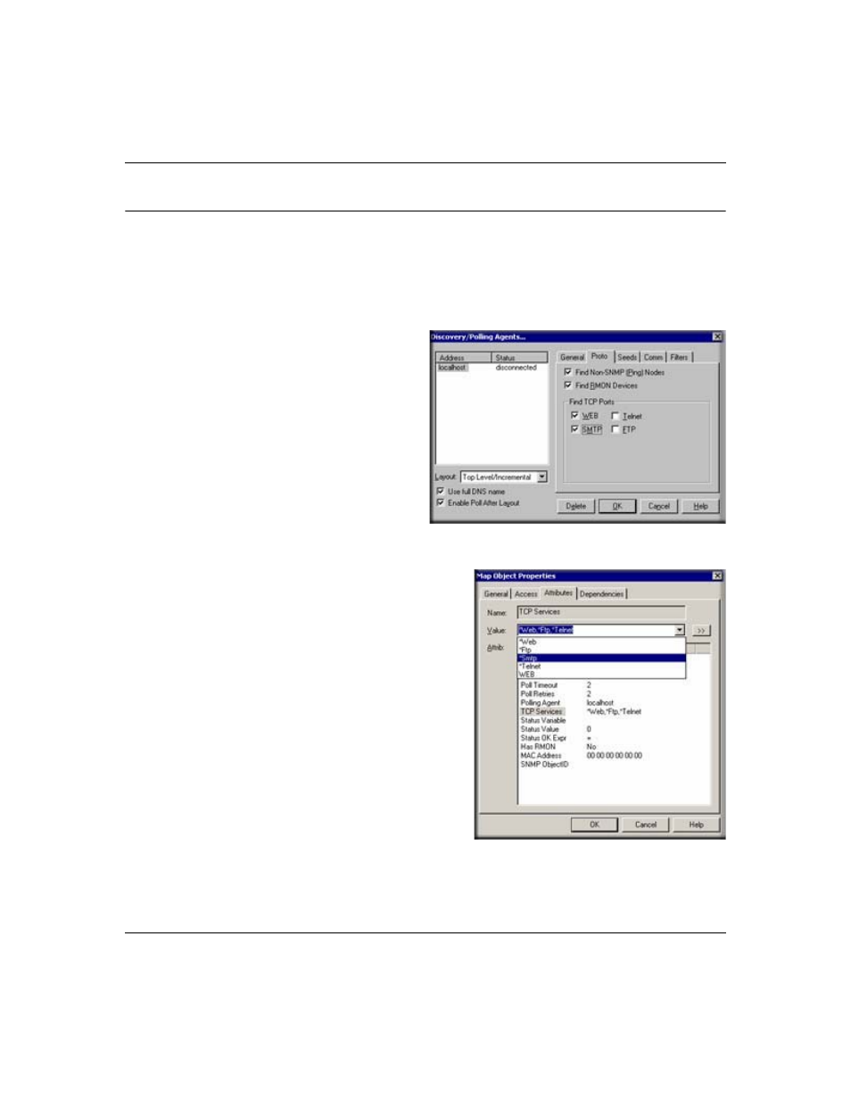 Polling tcp application services, Discovery of four built-in services, Tcp service polling | Polling tcp application services -4, Discovery of four built-in services -4, Tcp service polling -4 | NETGEAR NMS100 User Manual | Page 40 / 69