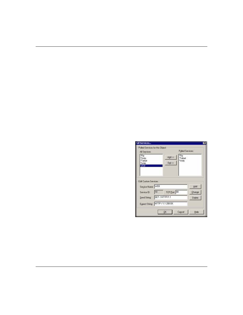 Custom tcp service polling, Managing polling for the device, Custom tcp service polling -5 | Managing polling for the device -5 | NETGEAR NMS100 User Manual | Page 41 / 69