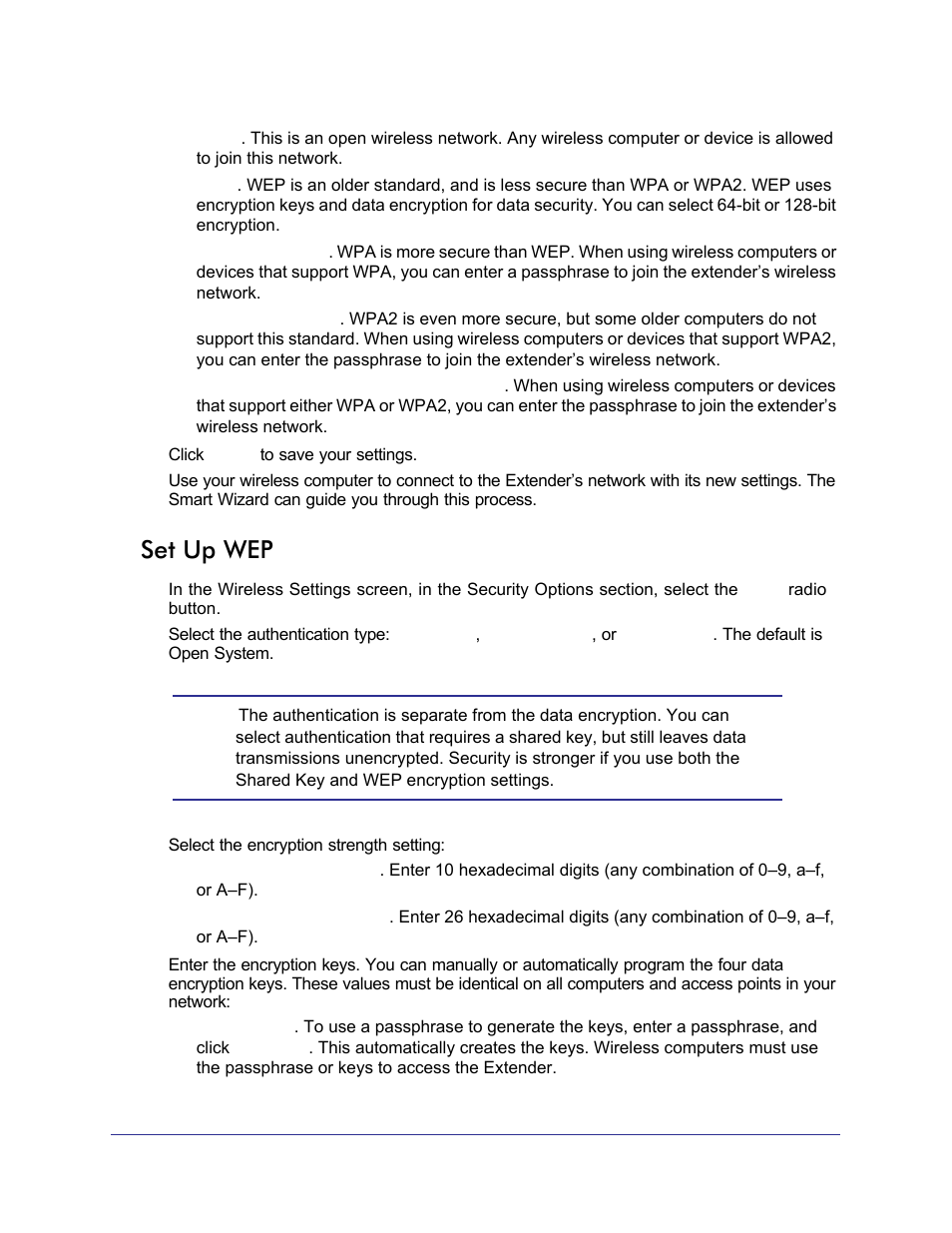 Set up wep | NETGEAR Universal WiFi Range Extender WN3000RP User Manual | Page 17 / 32