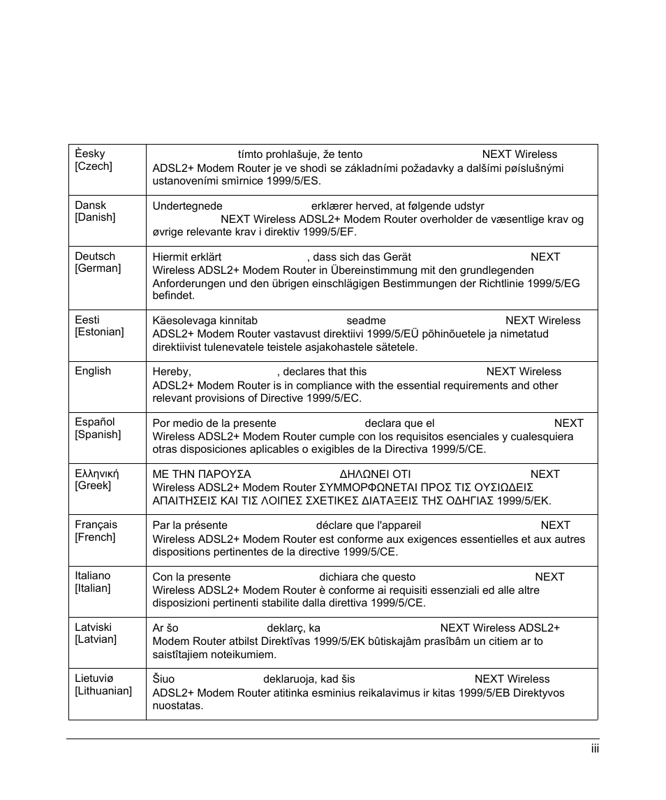 European union statement of compliance | NETGEAR DG834N User Manual | Page 3 / 6