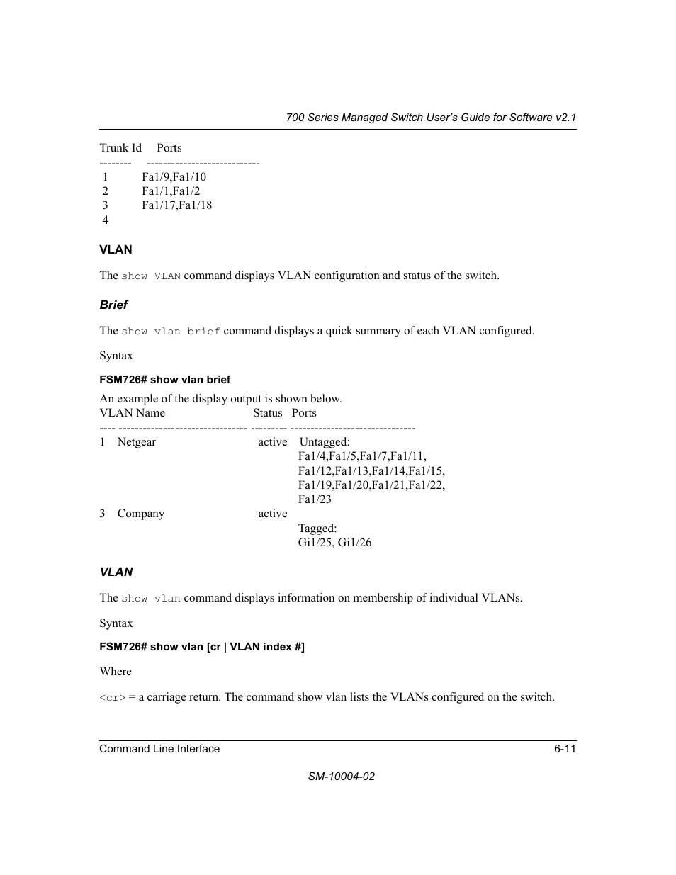 Vlan, Brief, Vlan -11 | NETGEAR 700 Series Managed Switch for Software v2.1 User Manual | Page 101 / 152