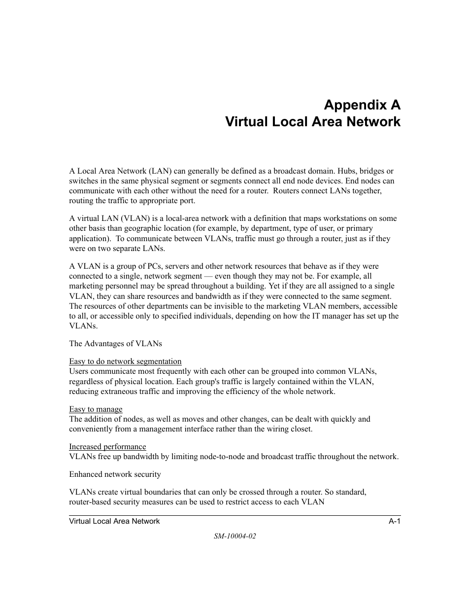 Appendix a virtual local area network, Appendix a, Virtual local area network | NETGEAR 700 Series Managed Switch for Software v2.1 User Manual | Page 123 / 152