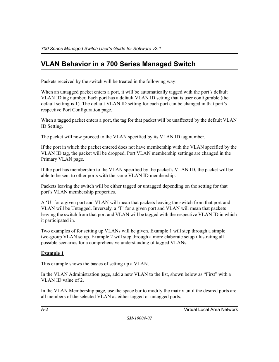 Vlan behavior in a 700 series managed switch | NETGEAR 700 Series Managed Switch for Software v2.1 User Manual | Page 124 / 152