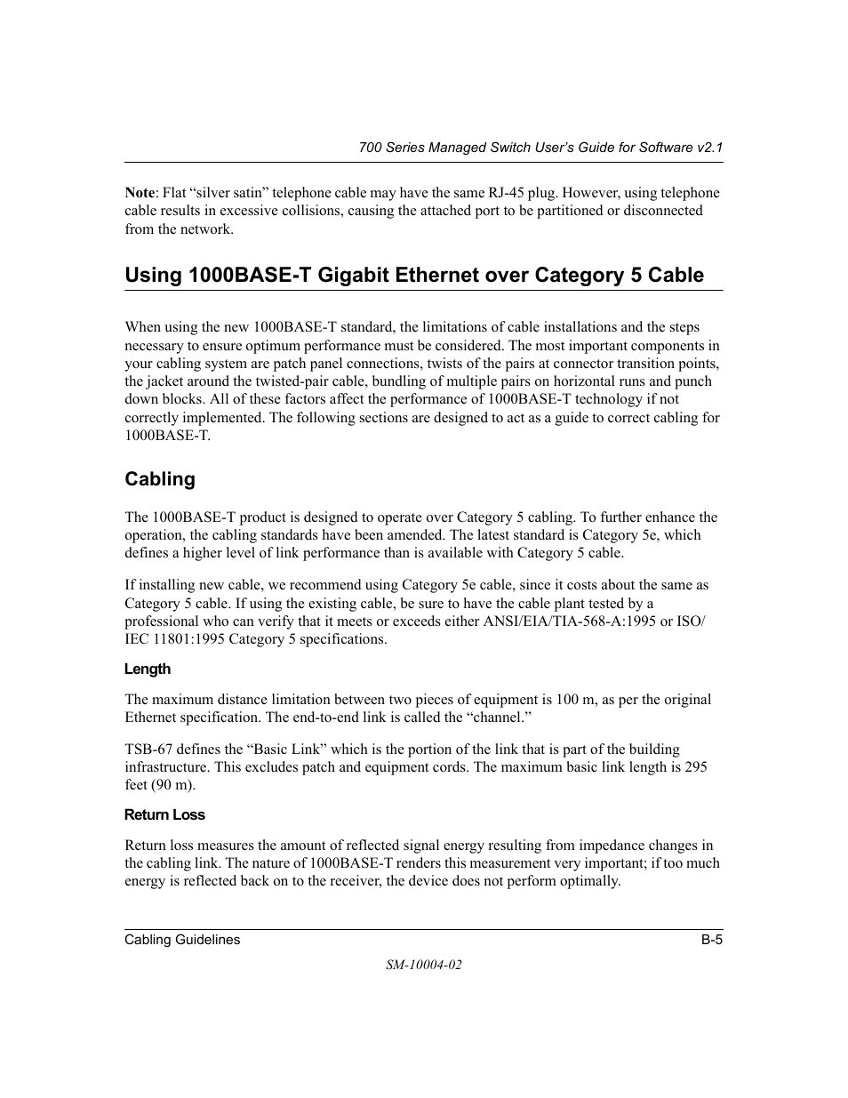 Cabling | NETGEAR 700 Series Managed Switch for Software v2.1 User Manual | Page 131 / 152