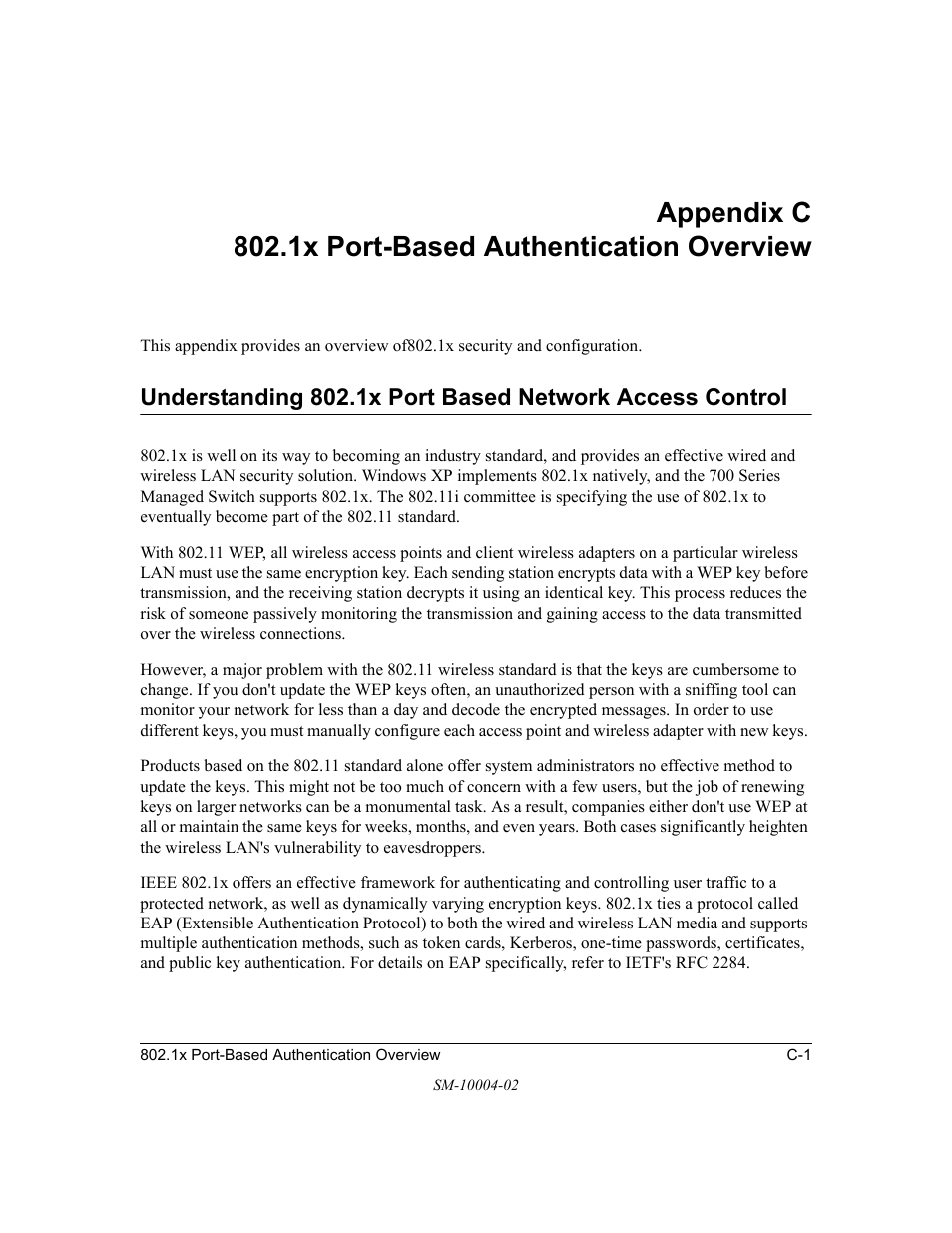 Appendix c, 1x port-based authentication overview | NETGEAR 700 Series Managed Switch for Software v2.1 User Manual | Page 135 / 152