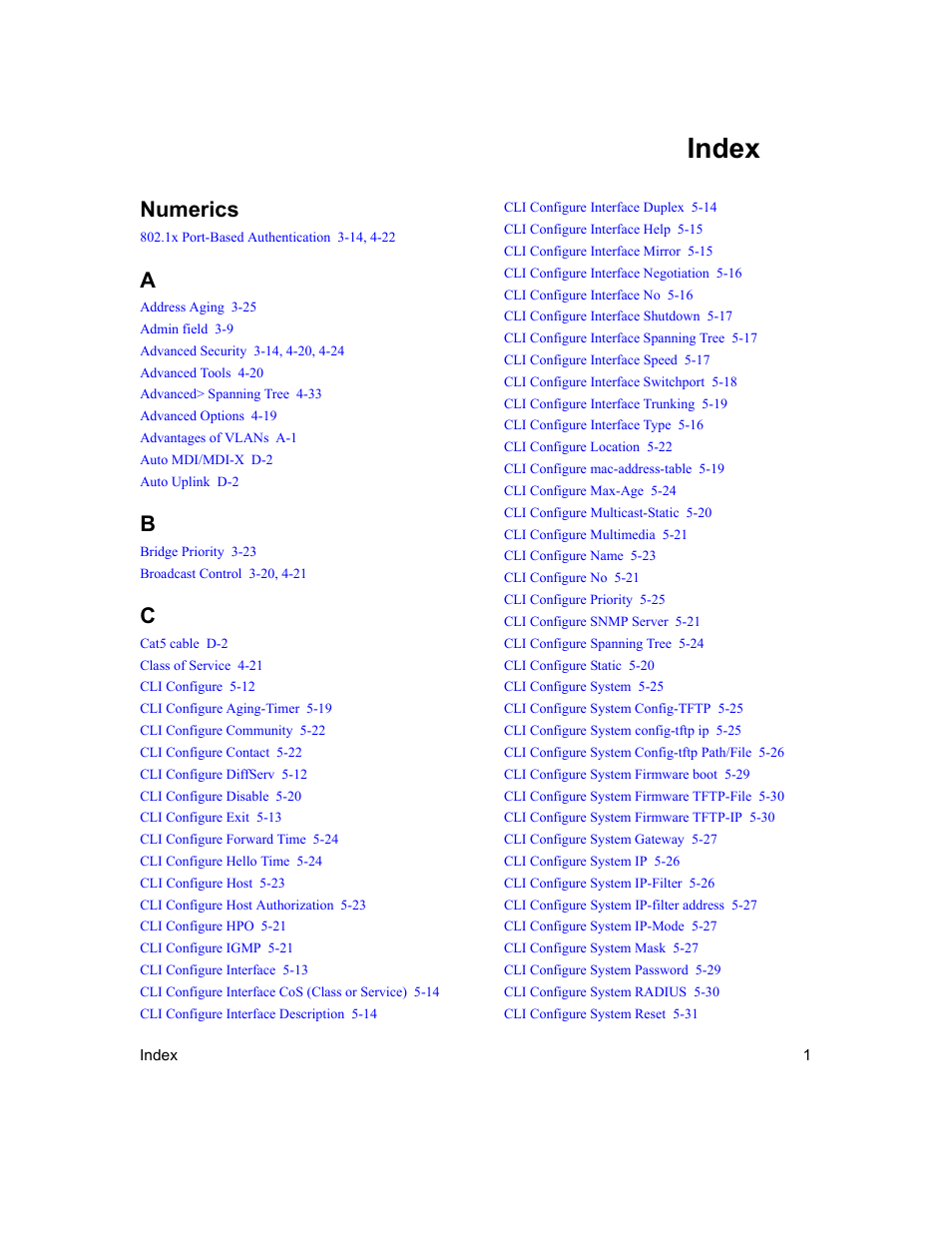 Index | NETGEAR 700 Series Managed Switch for Software v2.1 User Manual | Page 149 / 152