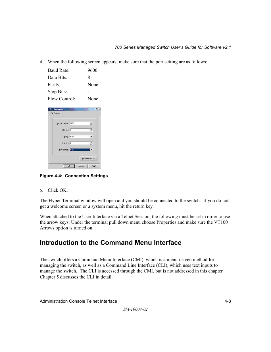 Introduction to the command menu interface, Introduction to the command menu interface -3 | NETGEAR 700 Series Managed Switch for Software v2.1 User Manual | Page 23 / 152