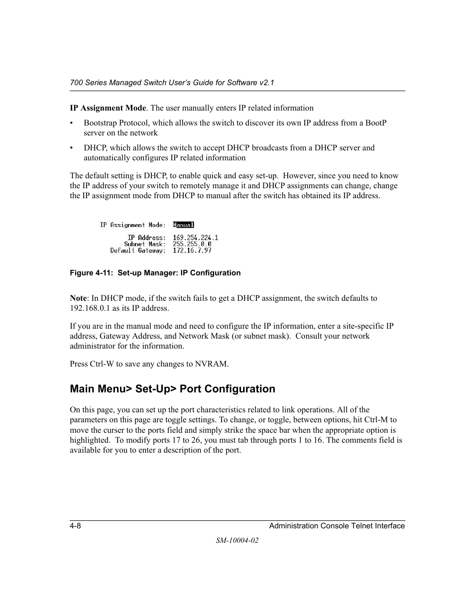 Main menu> set-up> port configuration, Main menu> set-up> port configuration -8 | NETGEAR 700 Series Managed Switch for Software v2.1 User Manual | Page 28 / 152
