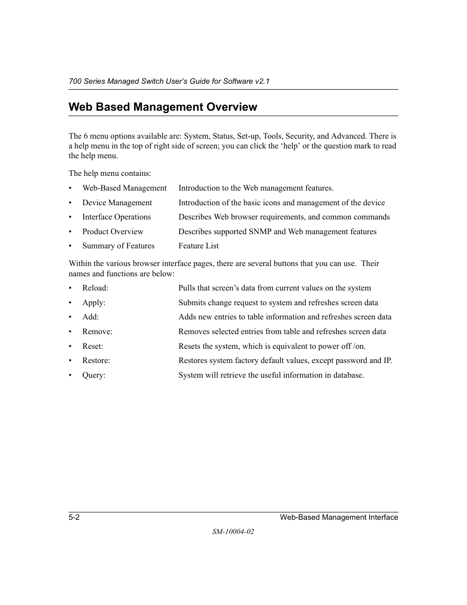 Web based management overview, Web based management overview -2 | NETGEAR 700 Series Managed Switch for Software v2.1 User Manual | Page 52 / 152