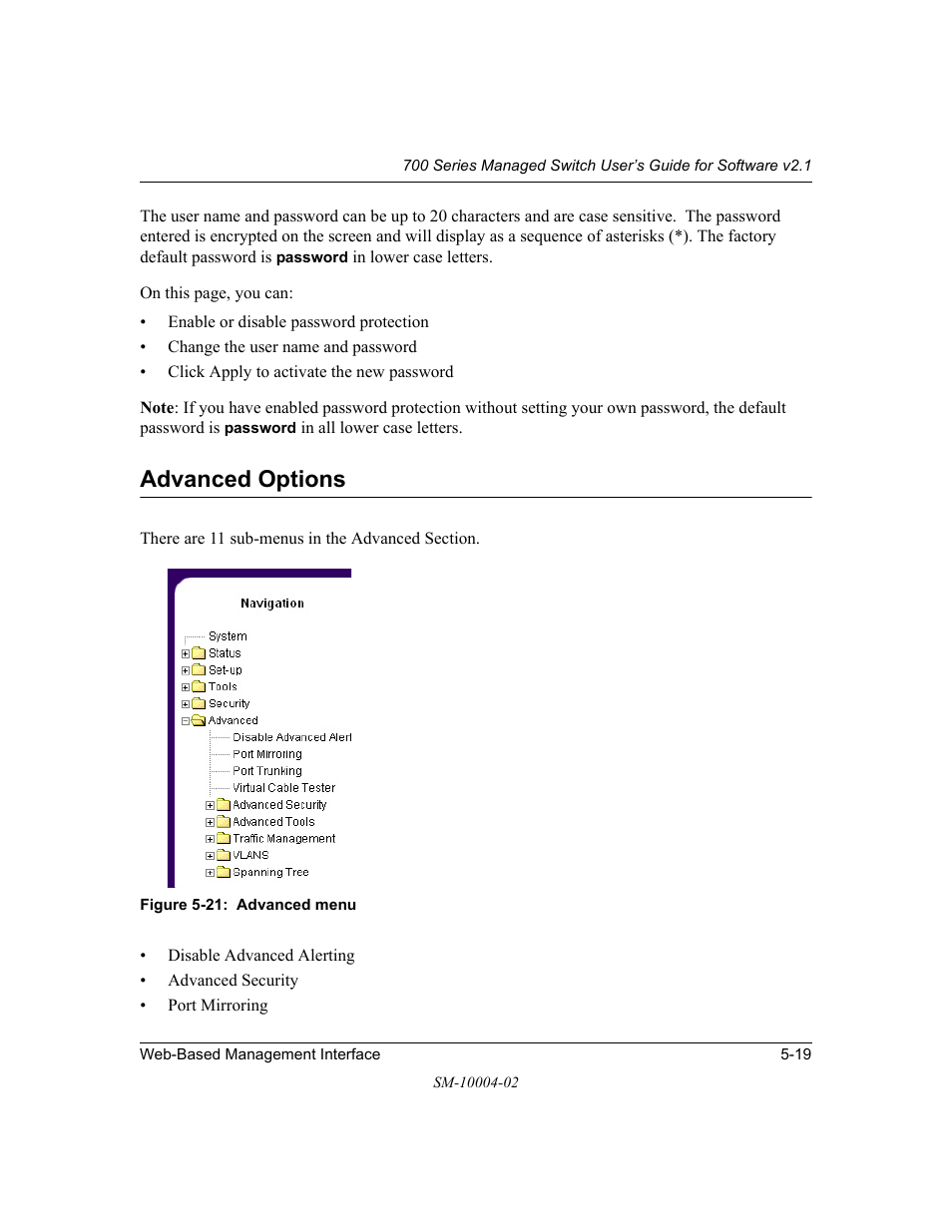 Advanced options, Advanced options -19 | NETGEAR 700 Series Managed Switch for Software v2.1 User Manual | Page 69 / 152