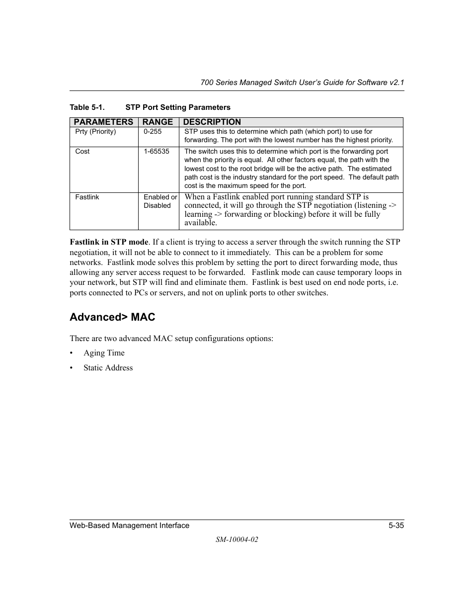 Advanced> mac, Advanced> mac -35 | NETGEAR 700 Series Managed Switch for Software v2.1 User Manual | Page 85 / 152