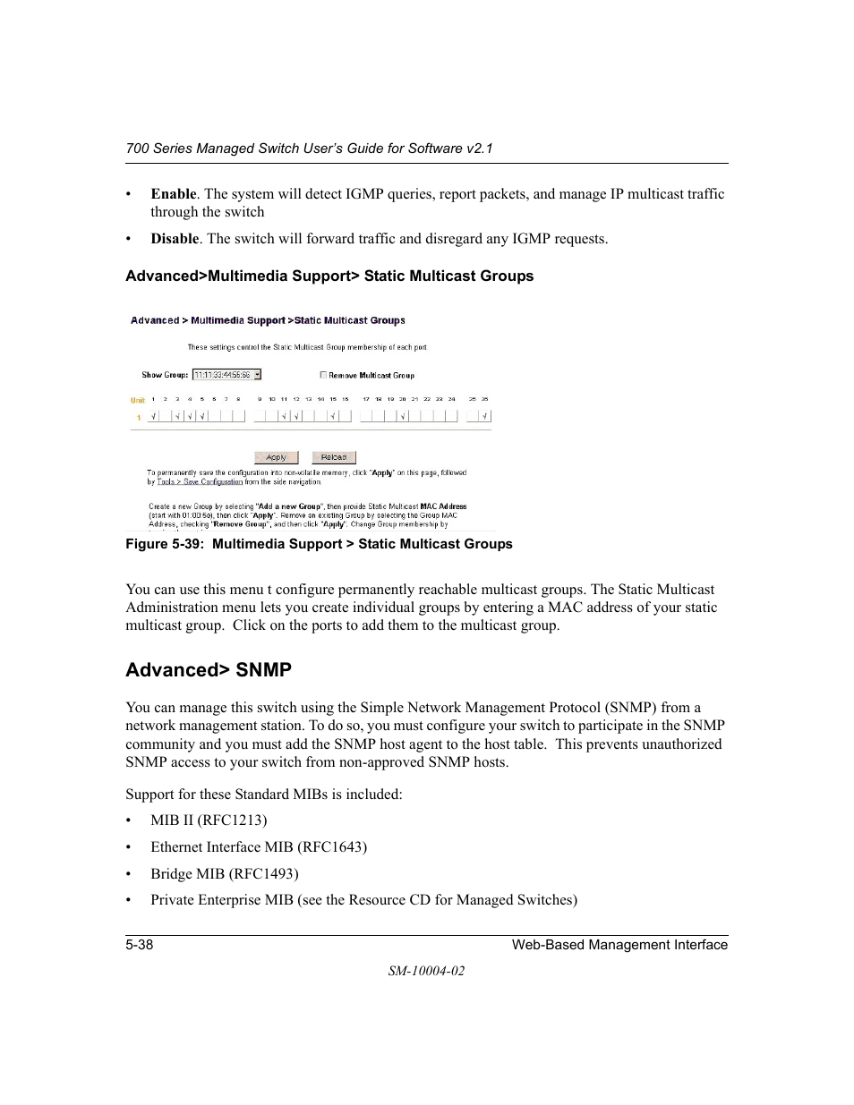 Advanced> snmp, Advanced> snmp -38 | NETGEAR 700 Series Managed Switch for Software v2.1 User Manual | Page 88 / 152