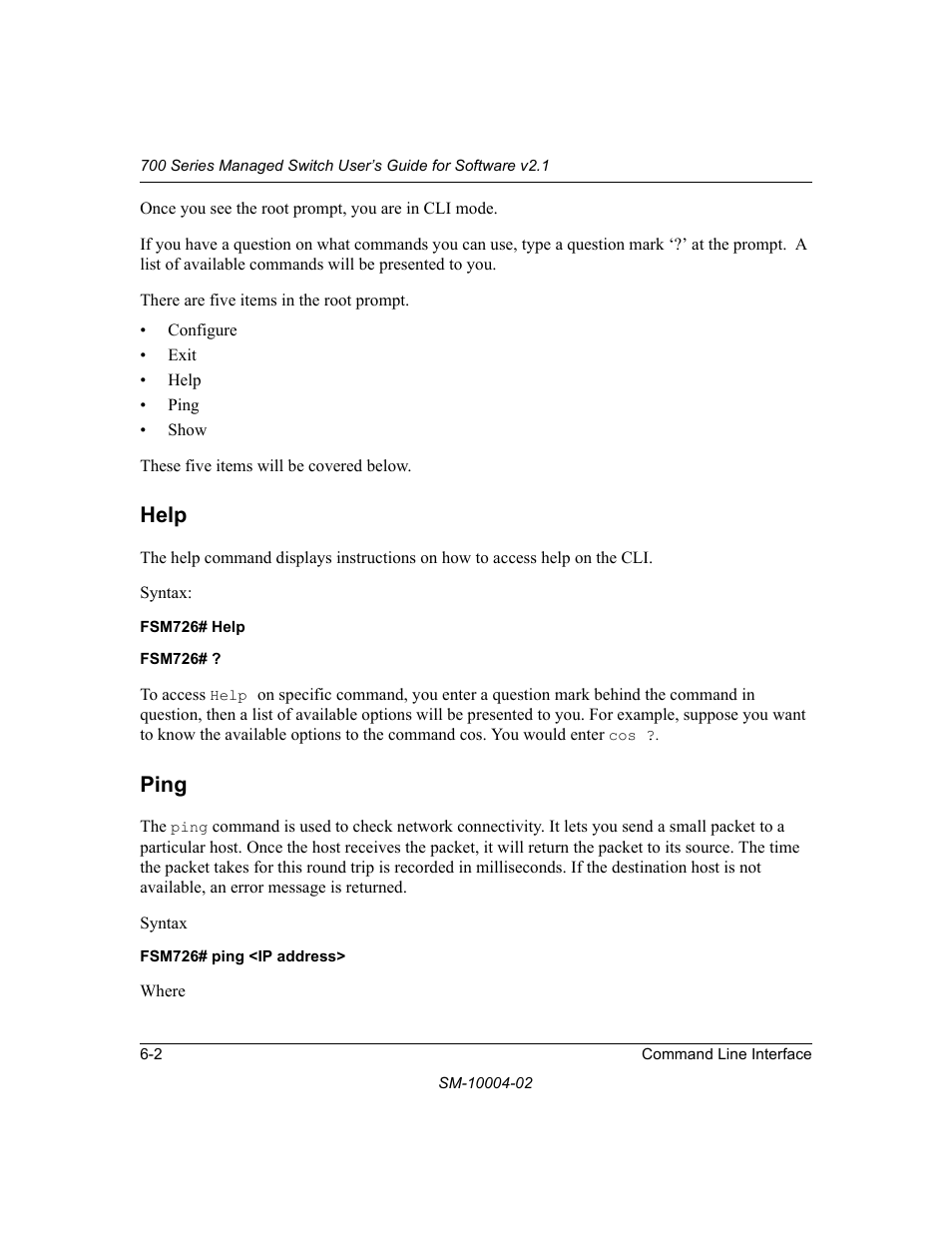 Help, Ping, Help -2 ping -2 | NETGEAR 700 Series Managed Switch for Software v2.1 User Manual | Page 92 / 152