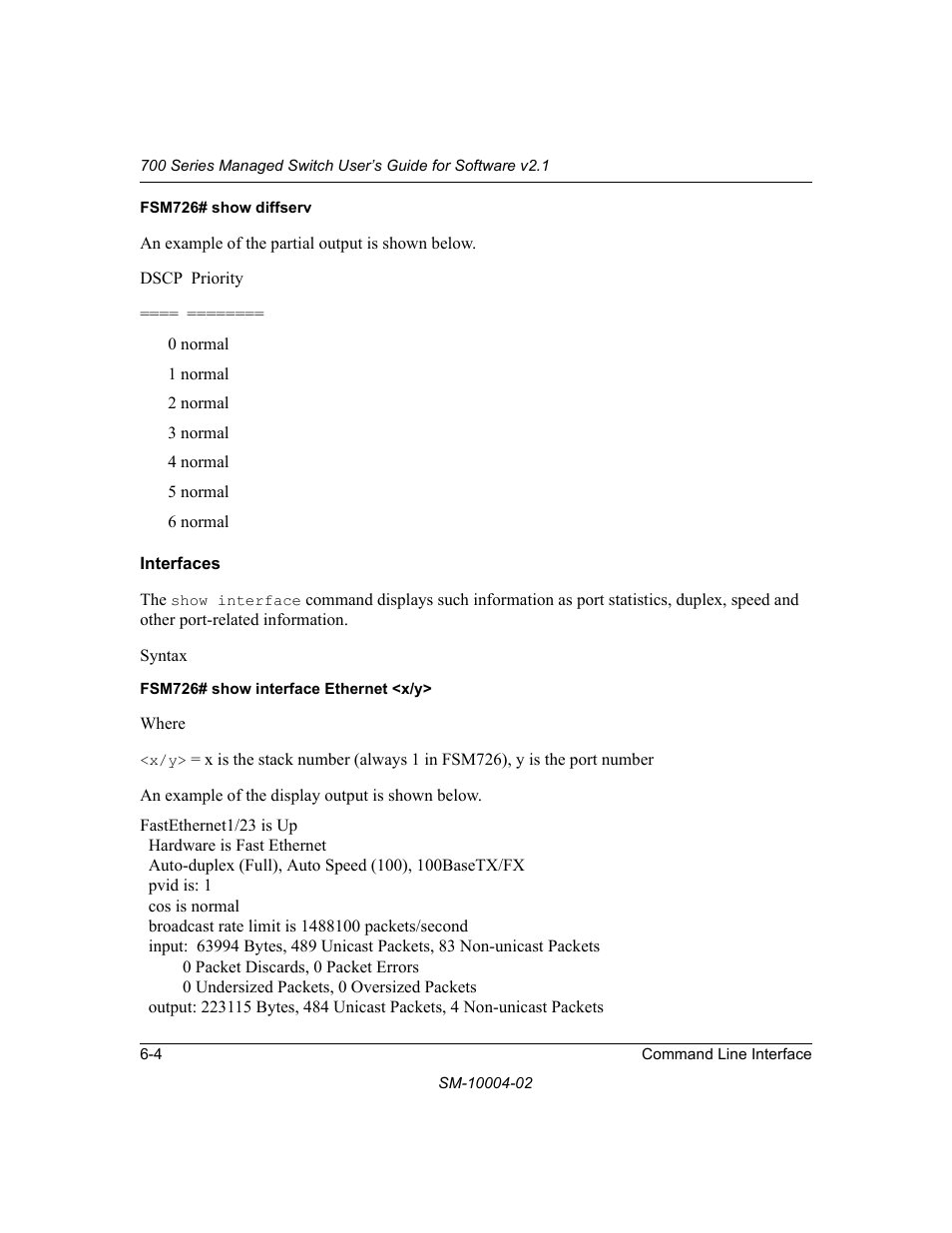 Interfaces, Interfaces -4 | NETGEAR 700 Series Managed Switch for Software v2.1 User Manual | Page 94 / 152