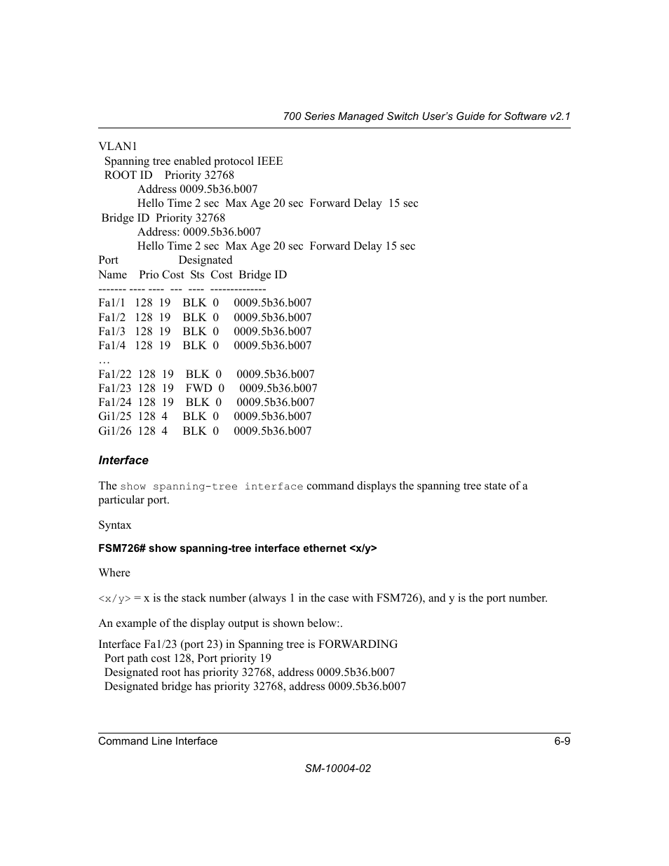 Interface | NETGEAR 700 Series Managed Switch for Software v2.1 User Manual | Page 99 / 152