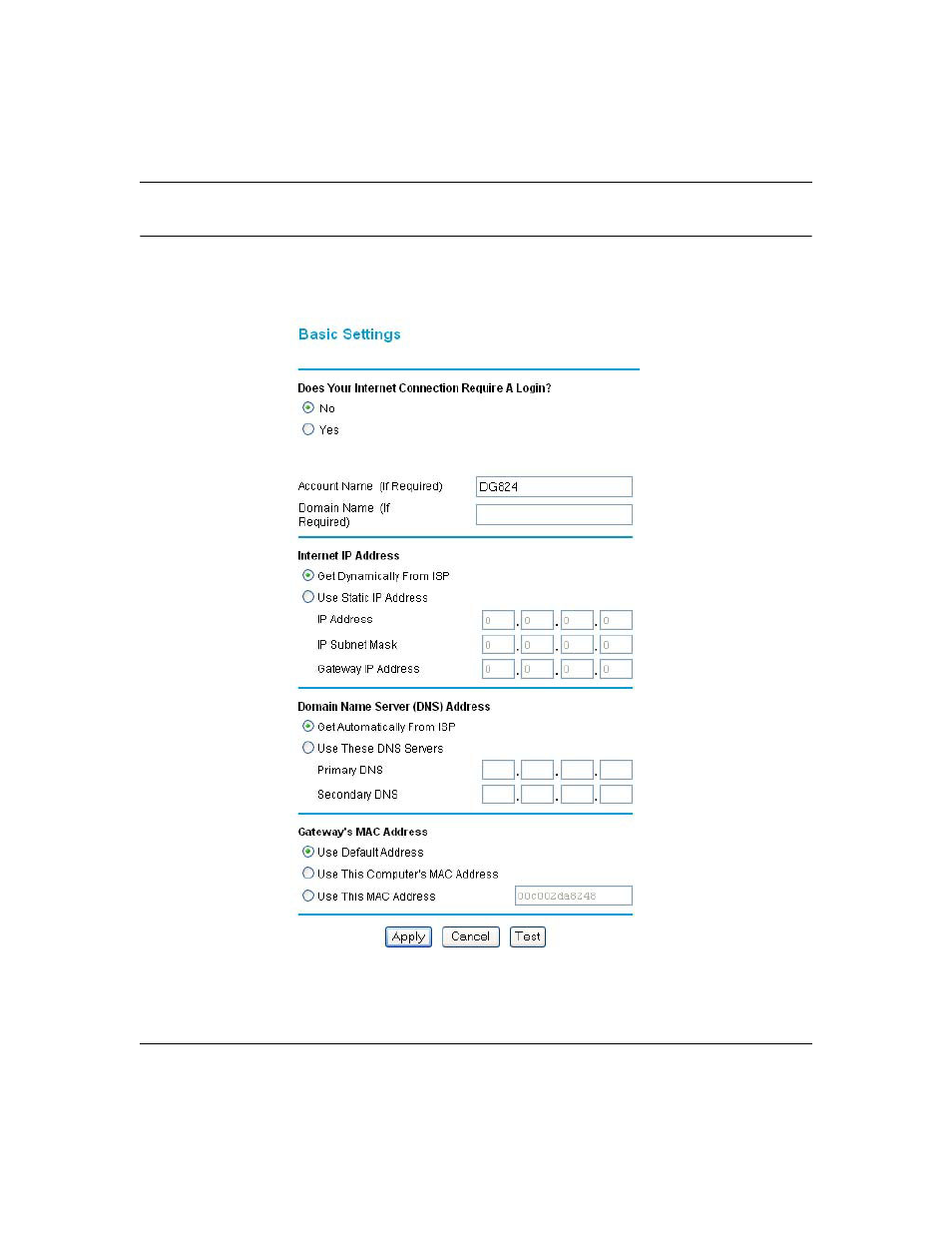 Manually configuring your internet connection, Manually configuring your internet connection -17, Figure 2-11 | NETGEAR DG824M User Manual | Page 39 / 154