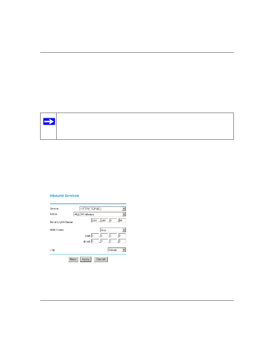 Inbound rules (port forwarding), Inbound rules (port forwarding) -7, Inbound rule example: a local public web server -7 | NETGEAR DG824M User Manual | Page 57 / 154