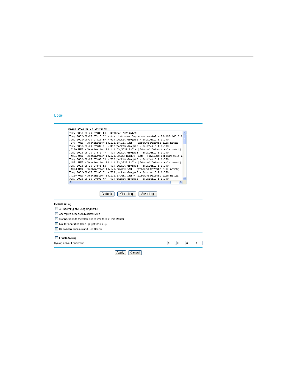 Viewing, selecting, and saving logged information | NETGEAR DG824M User Manual | Page 76 / 154